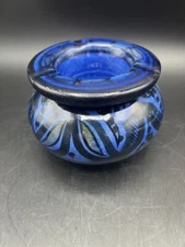 Vintage 2 pieces Blue Moroccan Smokeless Ashtray Ceramic Art Pottery