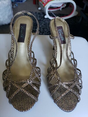 Escarpins Camille La Vie à Talons Hauts - Lanières Avec Strass Dorés - Taille US 10M - État Occasion