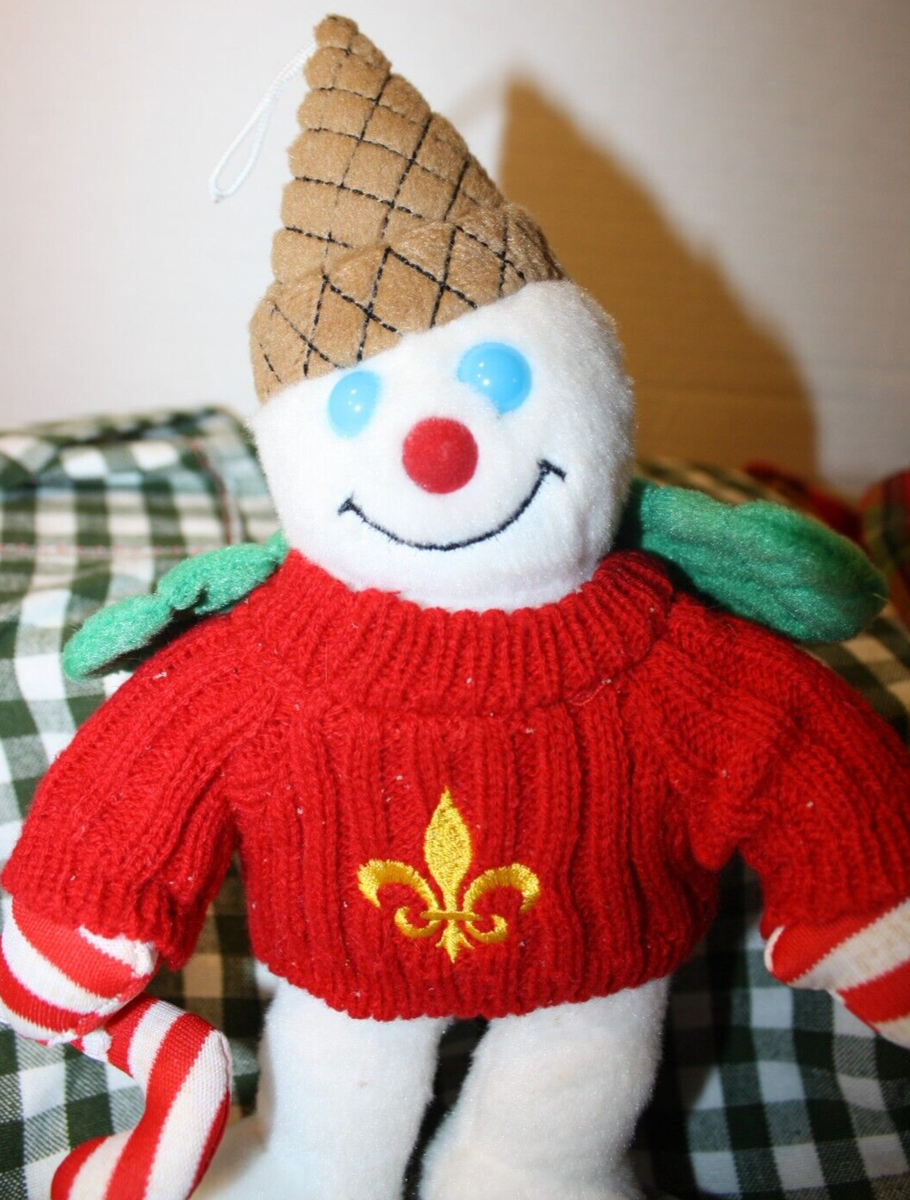 2013 MR BINGLE SNOWMAN PLUSH 11” NEW ORLEANS FLEUR DE LIS SWEATER