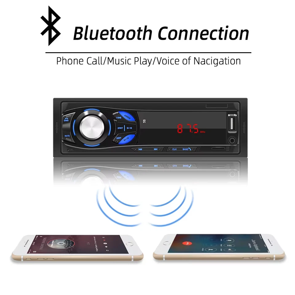 Autoradio 1 DIN Bluetooth Stereo FM Lettore MP3 USB/SD/AUX Ingresso Dash musica - Immagine 2 di 4