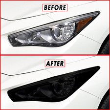 FOR 14-24 Infiniti Q50 Q50S Headlight SMOKE Precut Vinyl Tint Overlays
