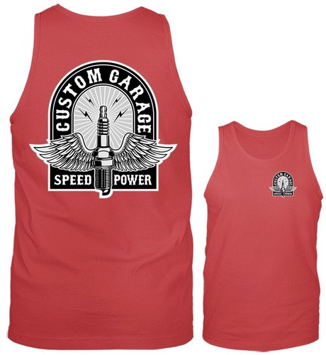 Camiseta sin mangas personalizada con gráfico de motocicleta clásica personalizada para motociclistas de garaje de colección - Imagen 6 de 8