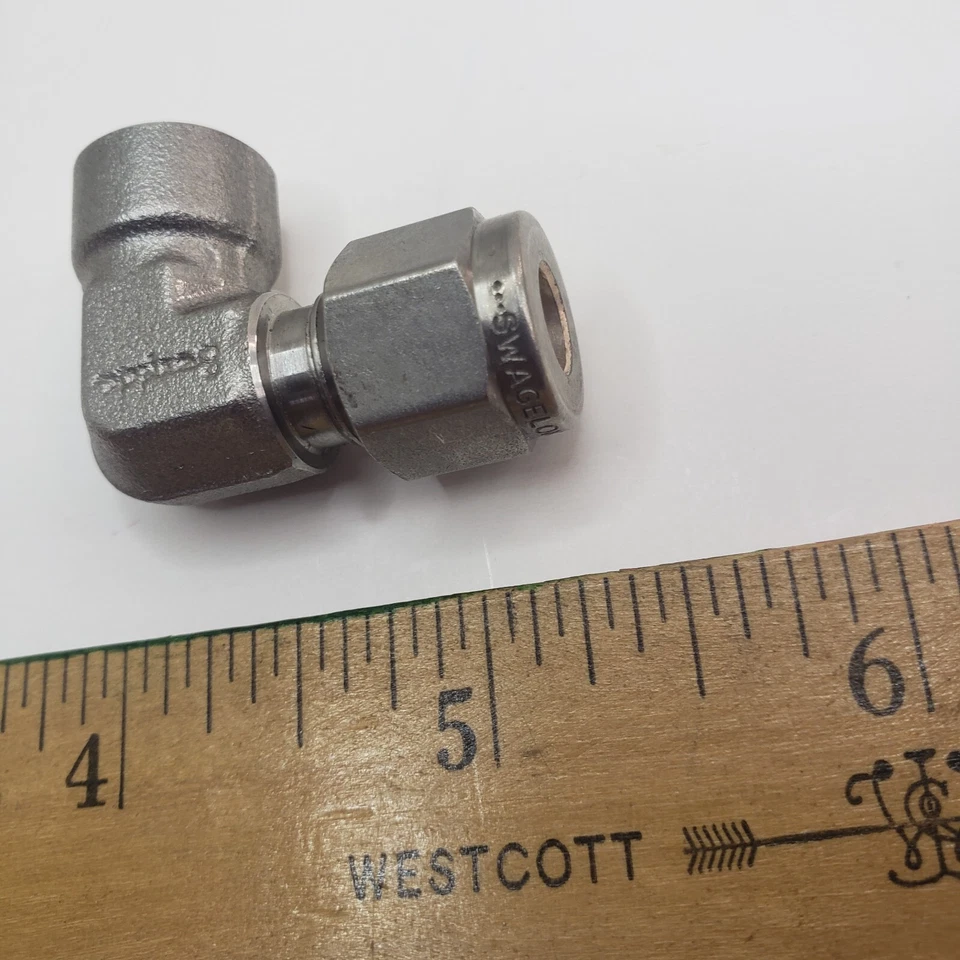 1 Swagelok Stainless Steel 1/4" x 1/8" Female Elbow SS-400-8-2 New Old Stock - Image 3 of 4