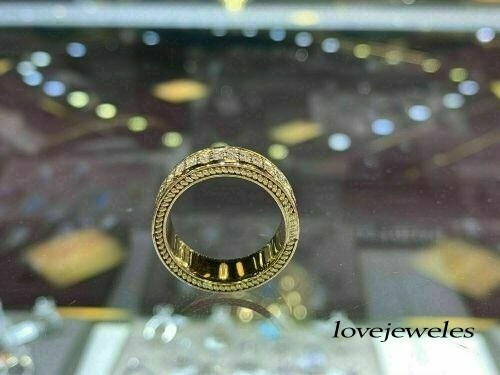 14K Yellow Gold Finish 2CT Lab Created Round Cut Diamond Men's Wedding Band Ring - Picture 3 of 5