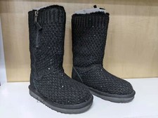 Ugg Australia Kids Sequin Knit Boot 1104669K Black Side Zipper