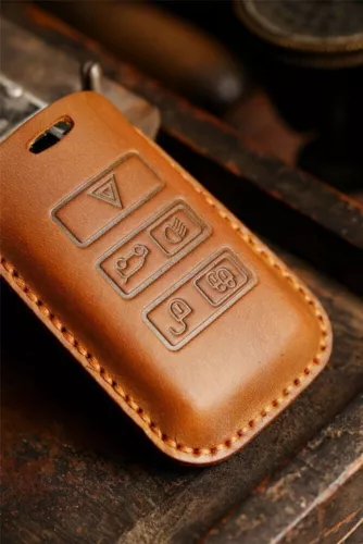 Leather Car Key Fob Case Cover Holder For Land Rover Range Rover Defender Jaguar - Bild 4 von 20