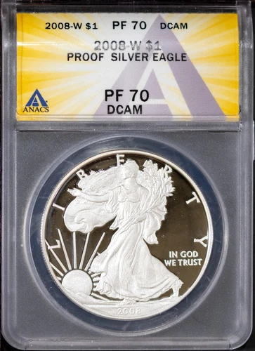 2008-W $1 Silver American Eagle PF 70 DCAM ANACS # 7668254 + Bonus