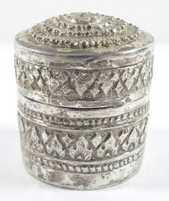 Asia Silver Trinquet Pill Box Antique #22030s