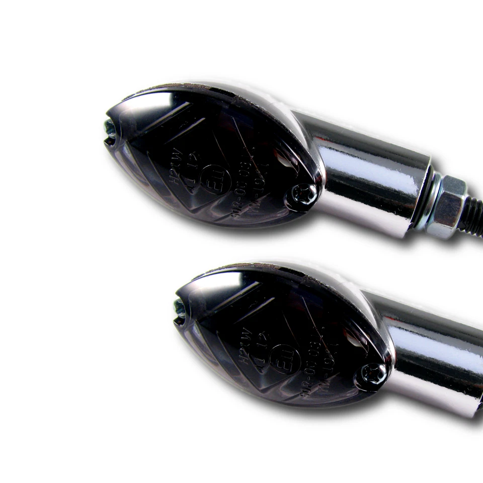 Clignotant Mini LED Cat Eye Teinté Chrome Fumé Pour Honda Suzuki Yamaha Kawasaki - Photo 1/1