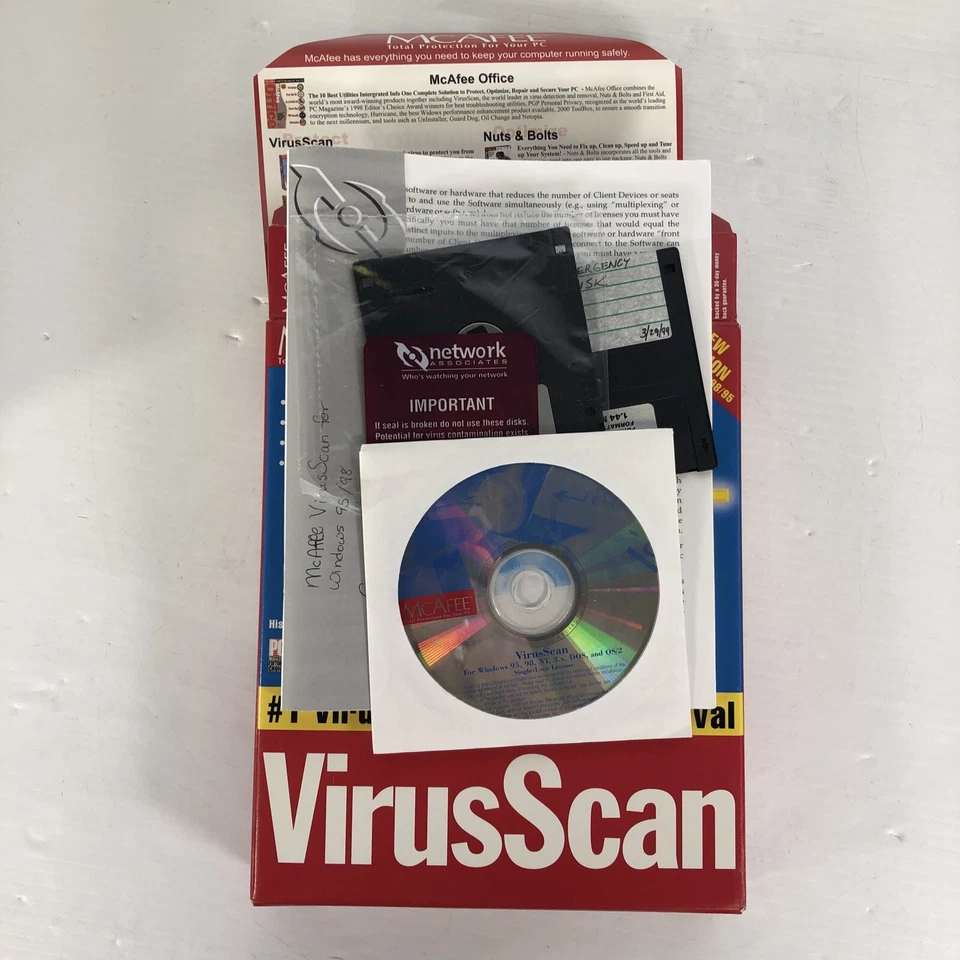 McAfee Virus Scan CD rom Win 98 95, NT workstation, 3.1, DOS, & OS/2 NEW SEALED - Image 3 of 3