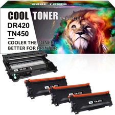 High Yield Toner Cartridge Compatible for Brother TN450 TN-450 DR420 HL-2220 LOT