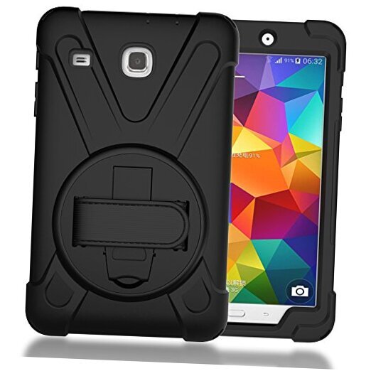 Samsung Galaxy Tab E 8 Case Heavy Duty Shockproof Hybrid Cover Black