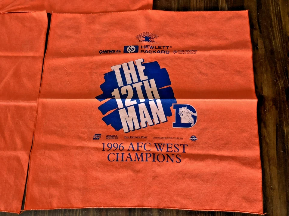 3 Vintage 1996 Denver Broncos THE 12TH MAN AFC West Champions Rally Towels - Image 3 of 4