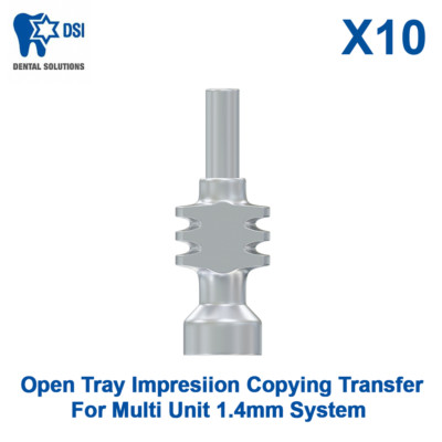 10 Dental DSI Open Tray Abformung Kopieren Transfer für Multi Unit 1,4 mm System