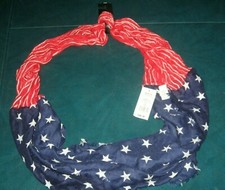 NEW USA Scarf - Red, White  Blue Stars  Stripes USA Flag Women's LOOP Scarf