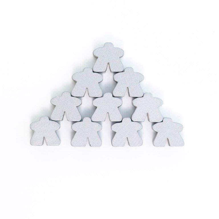 Meeples: Wooden Meeple 16mm Silver x 30