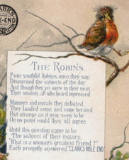 1880s-90s Clark's Mile-End Thread Robin Bird Poem Thomas Russell & Co. F198