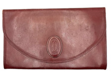 Authentic Cartier Clutch bag bordeaux Leather Bag mast line