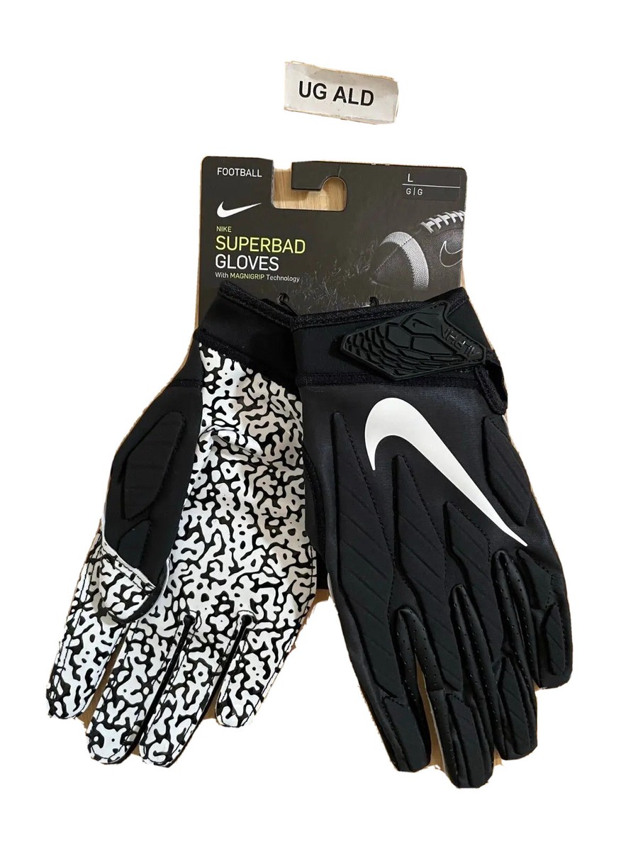 Nike Superbad w/Magnigrip Black/White Football Gloves Size Large