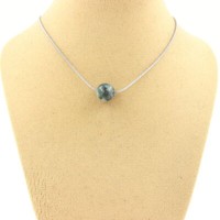 Halskette 1 Perle Achat Indische 8 Mm. Kette Stahl Inoxydable. Halskette Damen