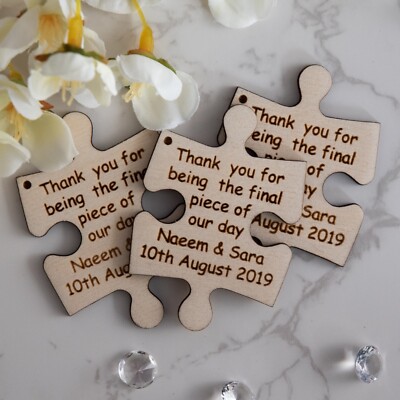 Personalised Wooden Puzzle Wedding Favour or Table Decoration