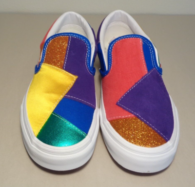 Vans x Pride Patchwork Slip On Satin, Leather, Glitter Sneakers Size 10 VANS ERA Pride Together Patchwork Suede Satin Sparkle Etc  main image 3
