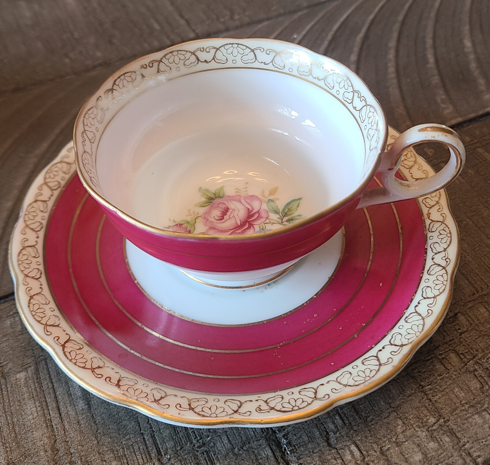 Vintage demitasse teacup and saucer - Occupied Japan (1940's) pink rose