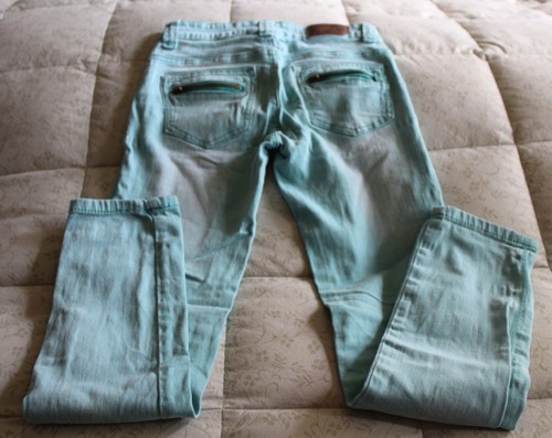 Vigoss Girls Stretch Distressed Looking Old Jeans Turquoise Size 10R - Picture 3 of 8