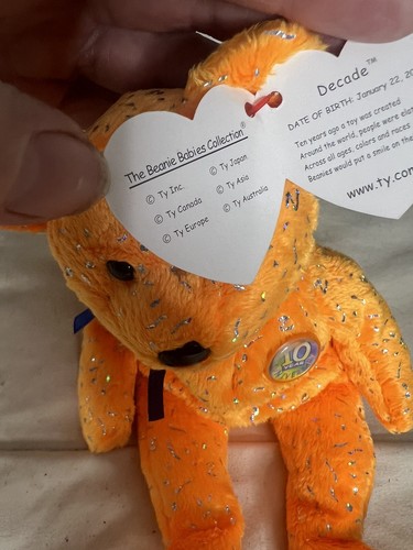 TY Beanie Baby - DECADE the Bear (Orange Version) (8.5 inch) - MWMTs Stuffed Toy - 第 4/6 張圖片