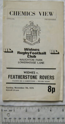 1976 Programm Widnes v. Featherstone Rovers, Spielernr. 6 2. Runde