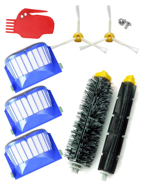 KIT COMPATIBLE CON ROOMBA 610. 3 filtros, 1 x rodillos, 2 cepillos, limpiador.