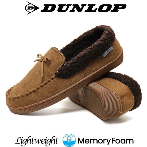 MENS DUNLOP MEMORY FOAM MOCCASINS SLIPPERS LOAFERS SUEDE COSY WINTER SHOES SIZE - Picture 17 of 17