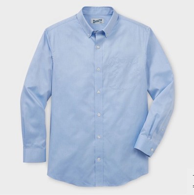Duluth Trading Co Men s 2XL Tall Blue Wrinkle Fighter Relax Fit L/S Button Down