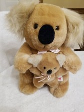 Vintage Dakin 1987 Koala Bear Mama Baby Plush Set 10" Stuffed Animal Toy Korea