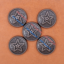 10X 18mm Antique Silver Western Engraved Ranger Star Leathercraft Belt Conchos