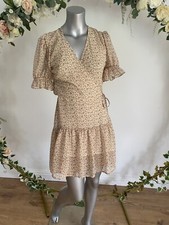 Influence Dress Size 8 Beige Floral Open Back Wrap Dress New KW85