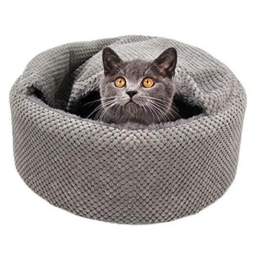 Washable Warming Cat Bed House,Round Soft Cat Beds for 12.59 x 12.59 x 5.91 in