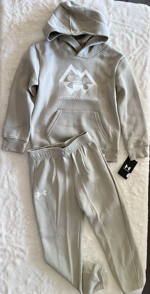 UNDER ARMOUR маленький мальчик флис костюм комплект - толстовка с капюшоном/бегунов 2 изделия комплект - Изображение 3 из 4