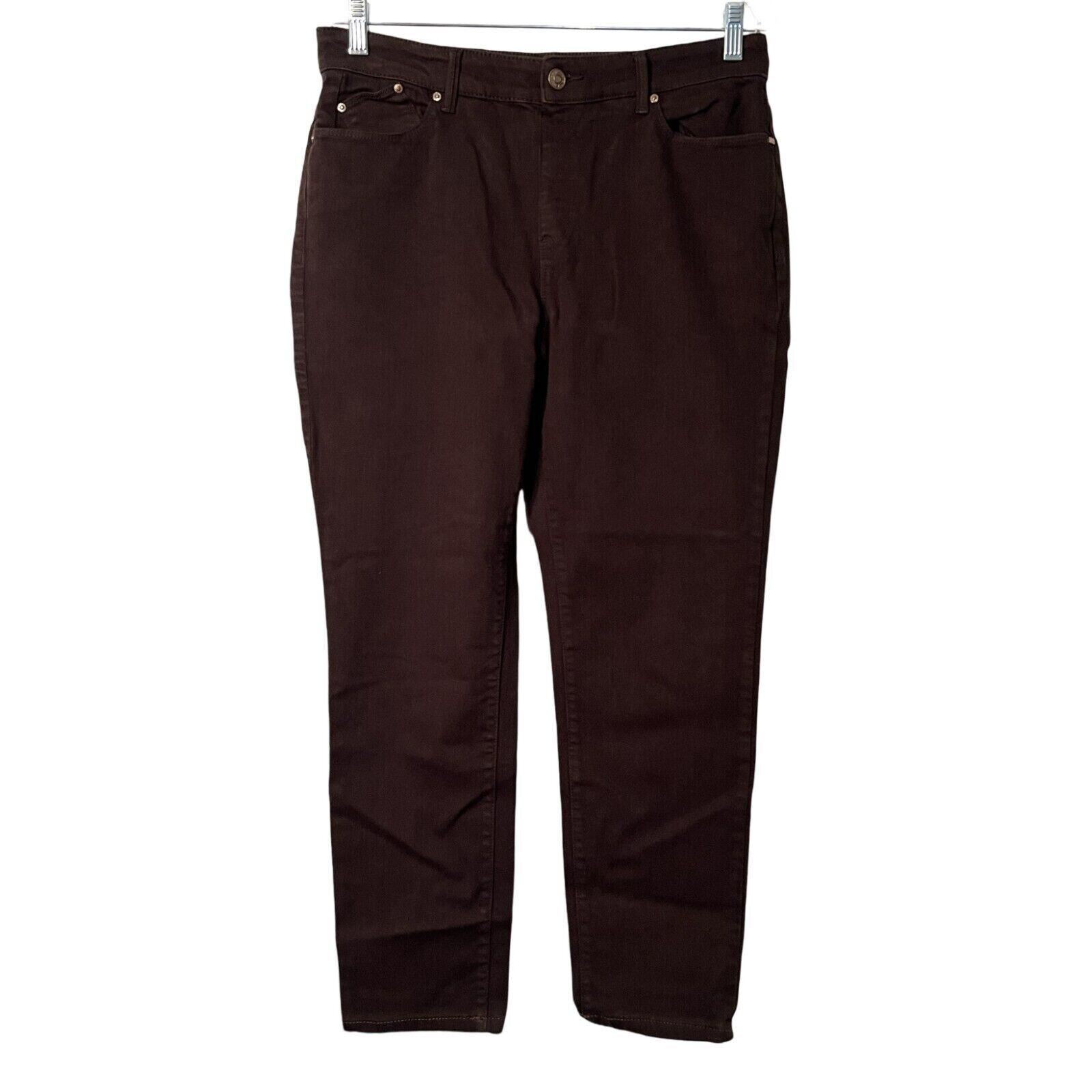 Chicos Pants Womens Size 6 Dark Brown Platinum Jegging Stretchy Mid Rise CM26