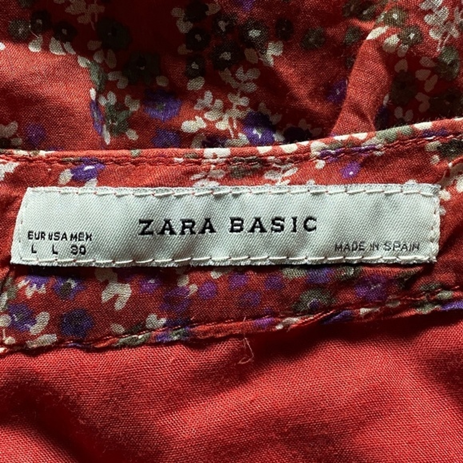 Zara Basic Floral Bubble Hem Mini Skirt Large 100… - image 4