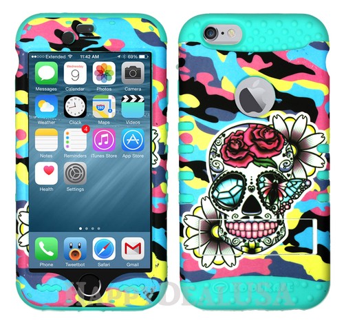 Funda protectora híbrida de silicona KoolKase para Apple iPhone - color camuflaje calavera 28 - Imagen 7 de 14