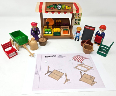 Vintage Playmobil 5341 Victorian Era Produce Stand w/ Figures, Accessories!