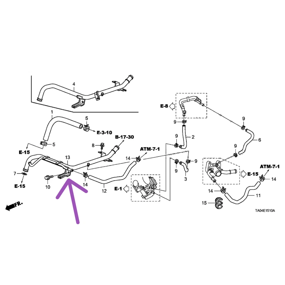 Tubo de calefacción OEM para Honda CR-V 2011-14 Accord Crosstour Acura TSX 19510-R40-A60 Foto 2 de 4