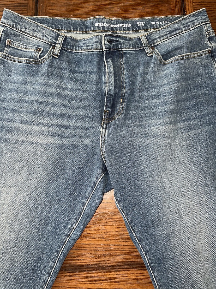 Men's amazon essentials bootcut straight leg blue jeans size 38X29 EXCELLENT