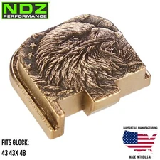 NDZ Brass 3D Glock 43 43X 48 Engraved Eagle US Flag Slide Cover Plate CNC Milled