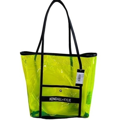 NWT KENDALL KYLIE LIME GREEN LOGO TOTE WITH REMOVABLE POUCH