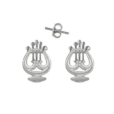 Lira Music Instrument Design Pin Earring Sterling Silver .925 | Made in USA