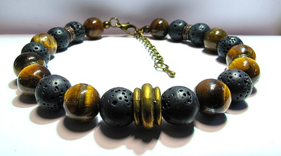 Tigerauge Lavastein Armband Unisex Aromatherapie Diffusor Geschenk UK Handarbeit
