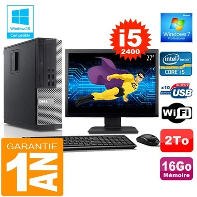 PC DELL 990 SFF Core I5-2400 Ram 16Go Disque 2 To Wifi W7 Ecran 27" - Photo 1/4