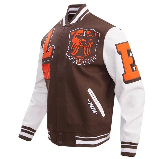 Cleveland Browns Brown Wool  Sleeves Men's Varsity Jacket